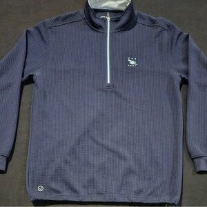Straight Down Men's Pullover 1/4 Zip Large Blue Optic Waffle Golf Performance